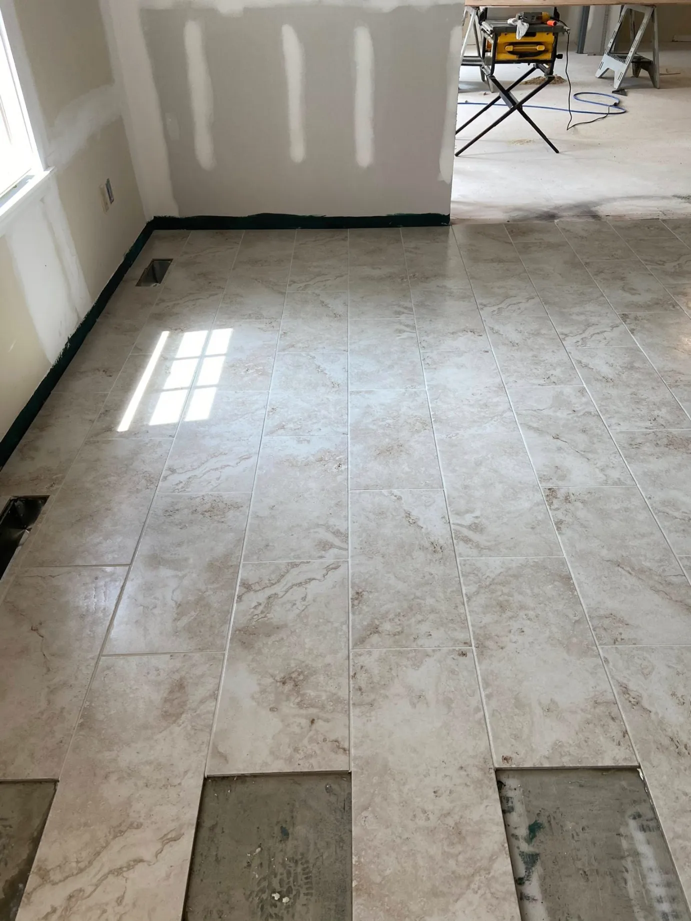 Large-Format Porcelain Floor tile installation in Wethersfield, CT by Dmtilellc